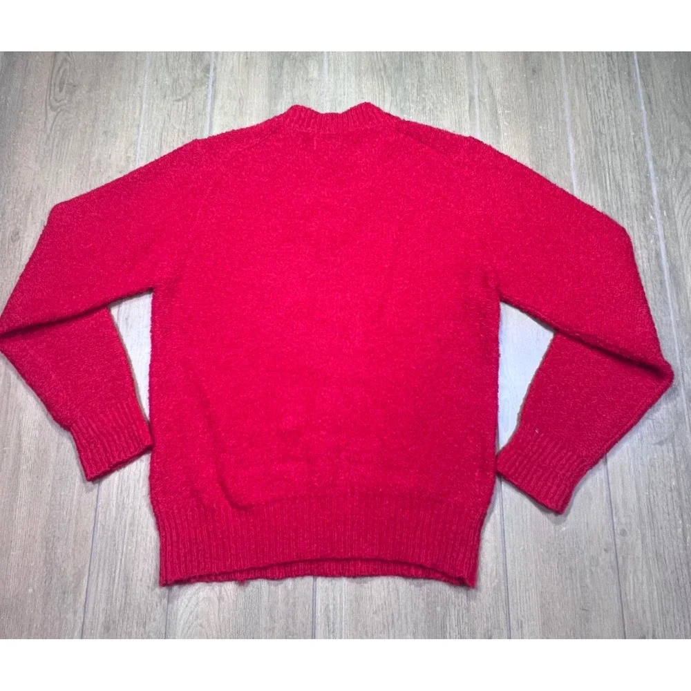 J Riggins Vintage Red V-Neck Knit Pullover Sweater Mens Medium Acrylic Hong Kong